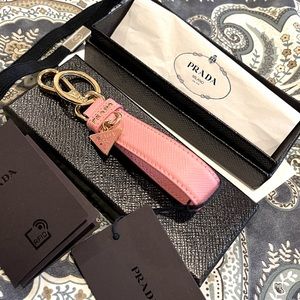 Petal pink Saffiano leather keychain